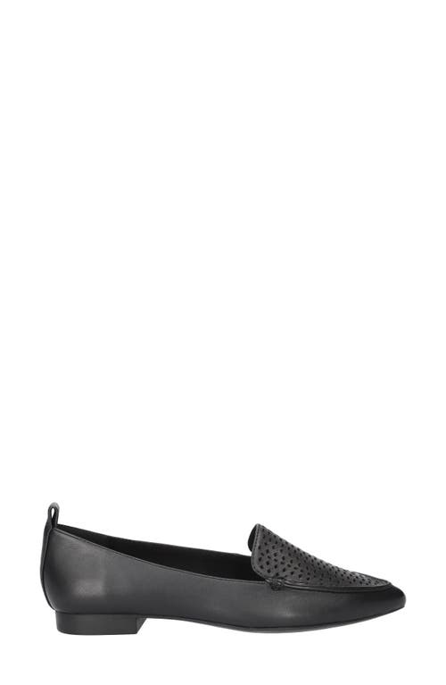 Bella Vita Alessi Perforated Pointed Toe Flat In Black Leather