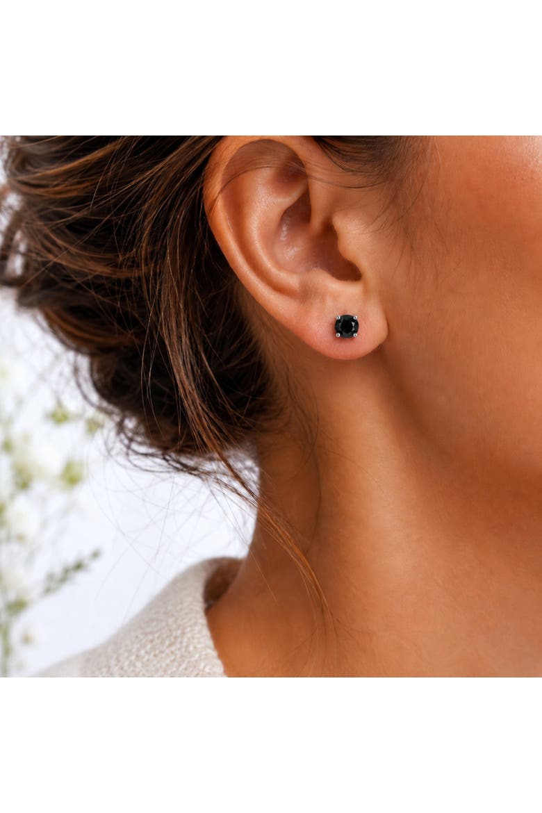 Sterling Silver Round Black Moissanite Studs, Alternate, color, Black