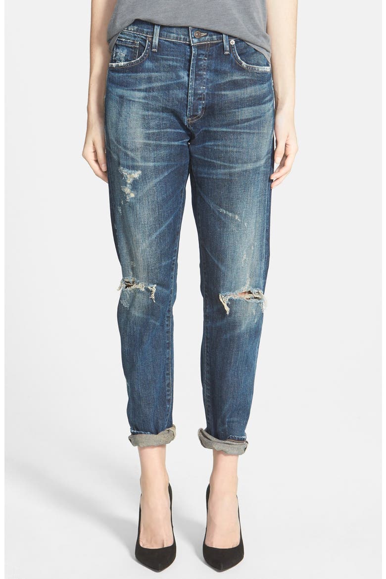 'Corey' Slouchy Slim Jeans, Main, color, BOURBON