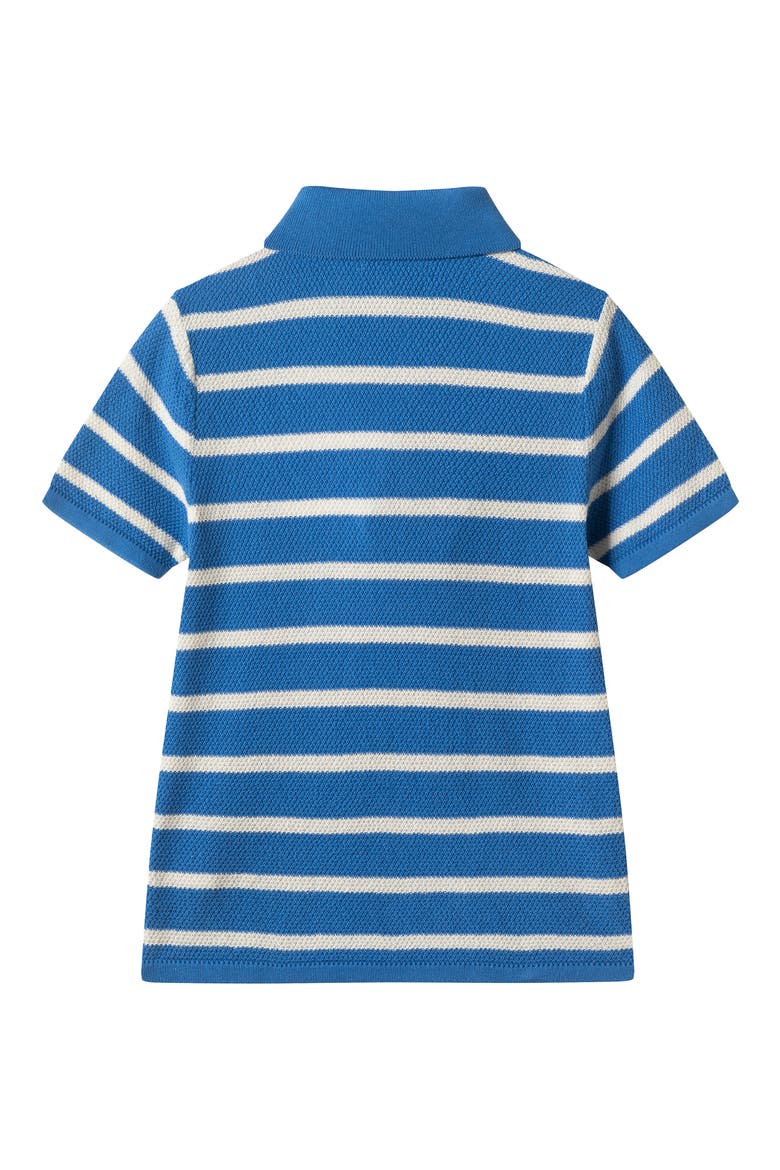 Kids' Stripe Textured Cotton Polo, Alternate, color, BLUE STRIPE