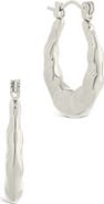 Sterling Forever Amaryllis Hammered Hoop Earrings
