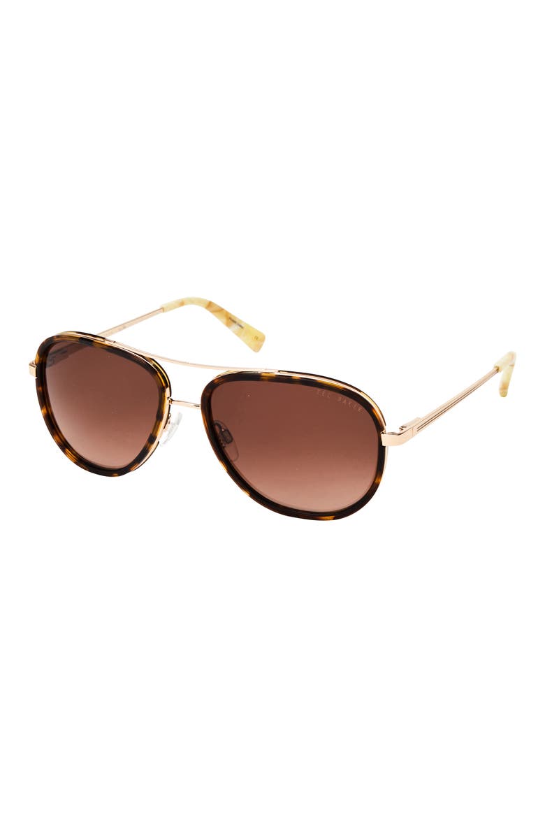 57mm Aviator Sunglasses, Alternate, color, TORTOISE