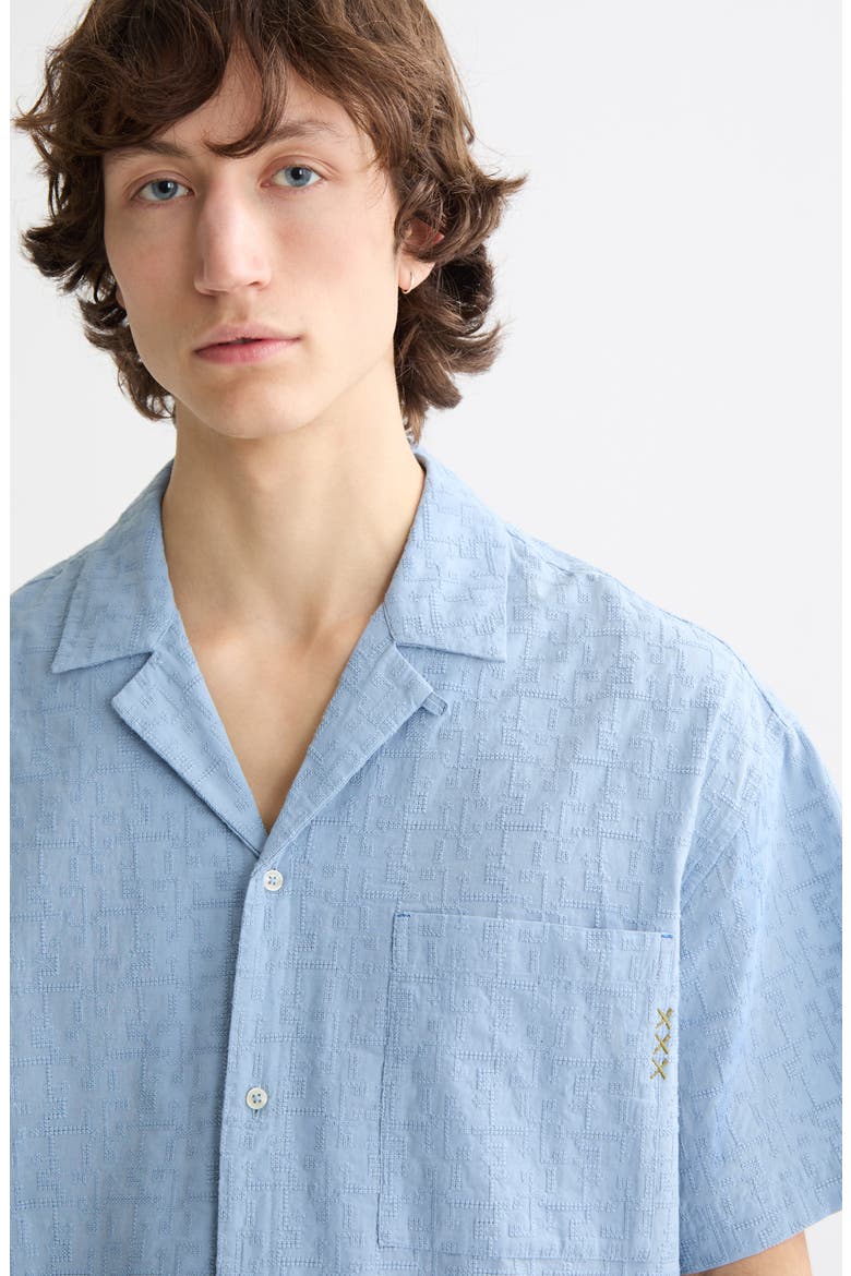 Macys Cross-Stitch Camp Shirt, Alternate, color, FADED DENIM