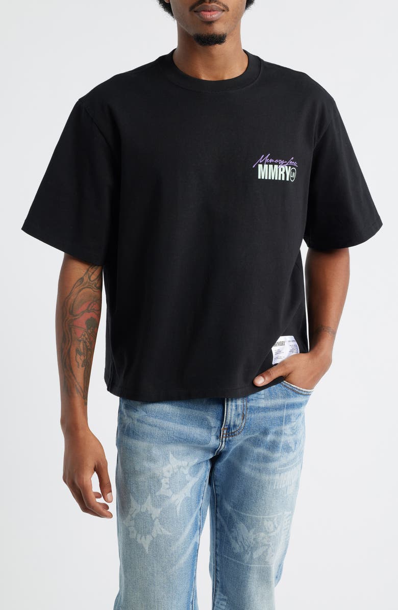 MEMORY LANE Oversize Maison Crop Graphic T-Shirt, Main, color, Black