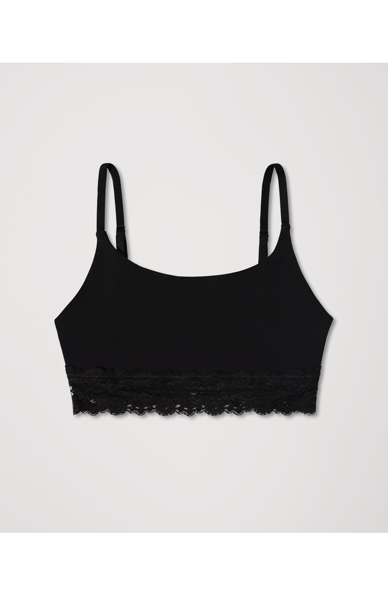 Pact Organic Cotton Lace Modern Scoop Bralette, Alternate, color, Black