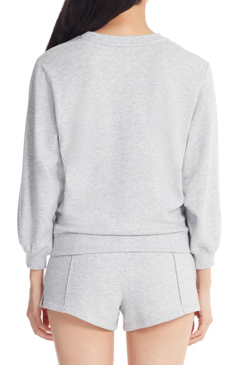Puffed 3/4 Sleeve Pullover, Alternate, color, VAPOR HEATHER