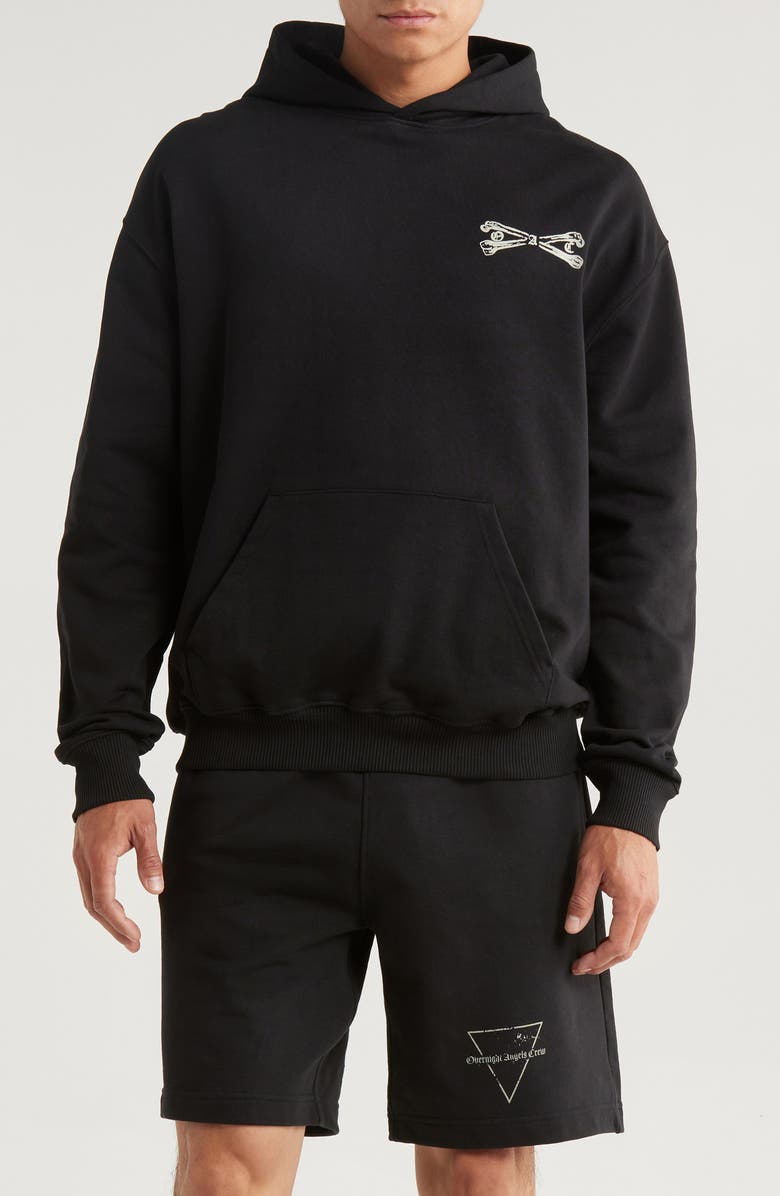 OVERNIGHT ANGELS CREW Skull Cap Oversize Organic Cotton Hoodie, Main, color, 