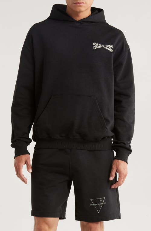 OVERNIGHT ANGELS CREW Skull Cap Oversize Organic Cotton Hoodie in Black  product