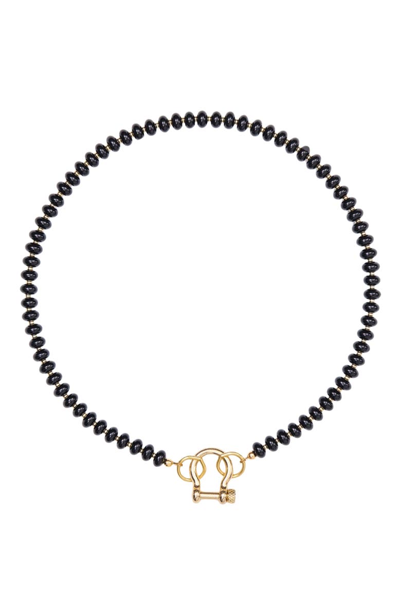 SHOP SPICY DAN Alfie Black Onyx Gold Beaded Necklace, Main, color, 