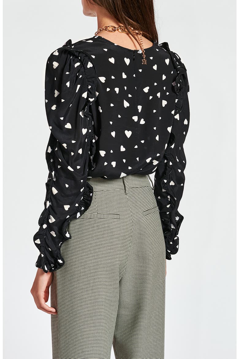 Zammoth Ruffle Long Sleeve Top, Alternate, color, COMBO BLACK