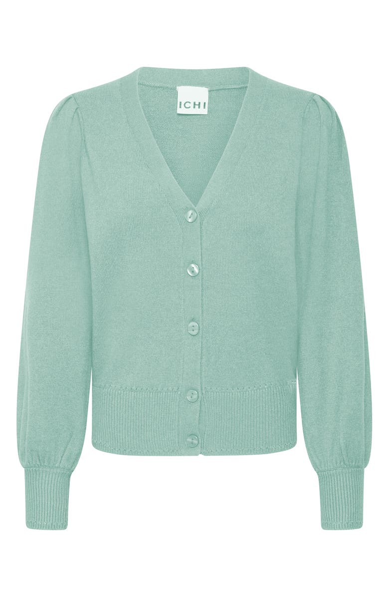 ICHI V-Neck Knit Cardigan, Alternate, color, Beryl Green