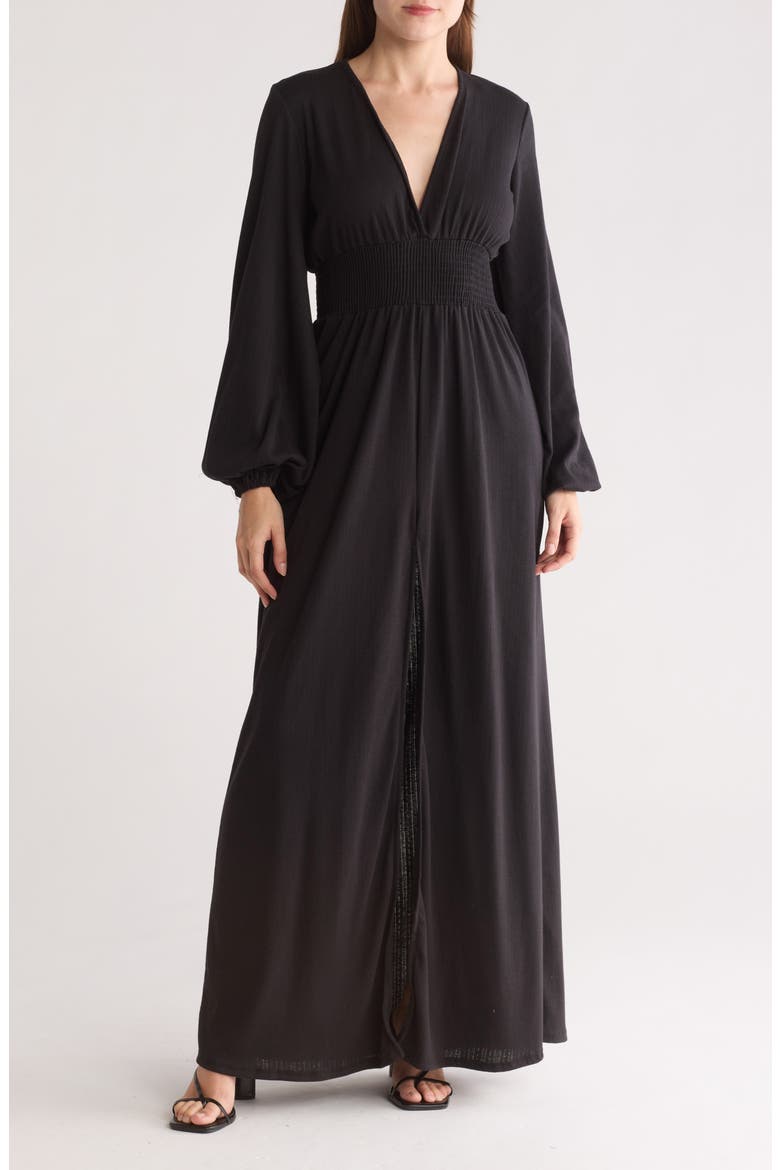 Bishop Sleeve Maxi Dress, Main, color, BLACK