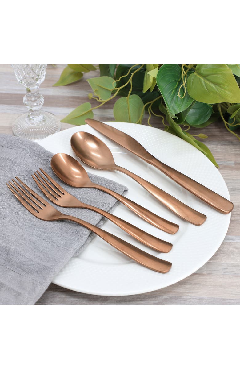 Gibson Home Hulton 20 Piece Stainless Steel Flatware Set, Alternate, color, Metallic Rust/Copper