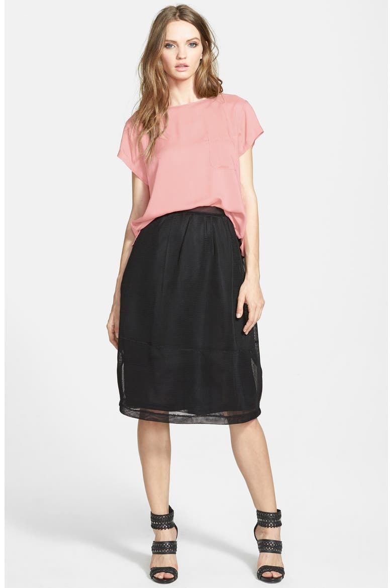 Mesh Midi Skirt, Alternate, color, BLACK