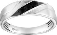 LuvMyJewelry Jin 0.2CT Diagonal Black Spinel Ring 925 Silver