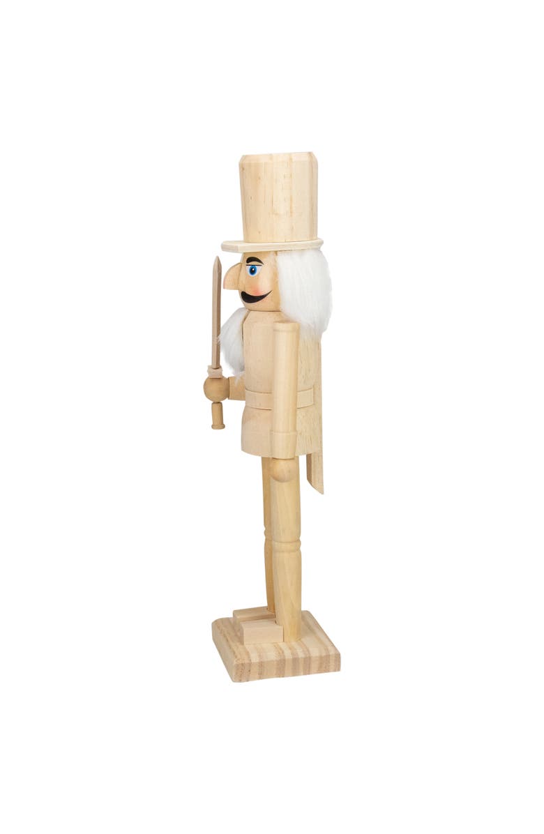 Northlight 15" Unfinished Paintable Wooden Christmas Nutcracker with Sword, Alternate, color, Ivory
