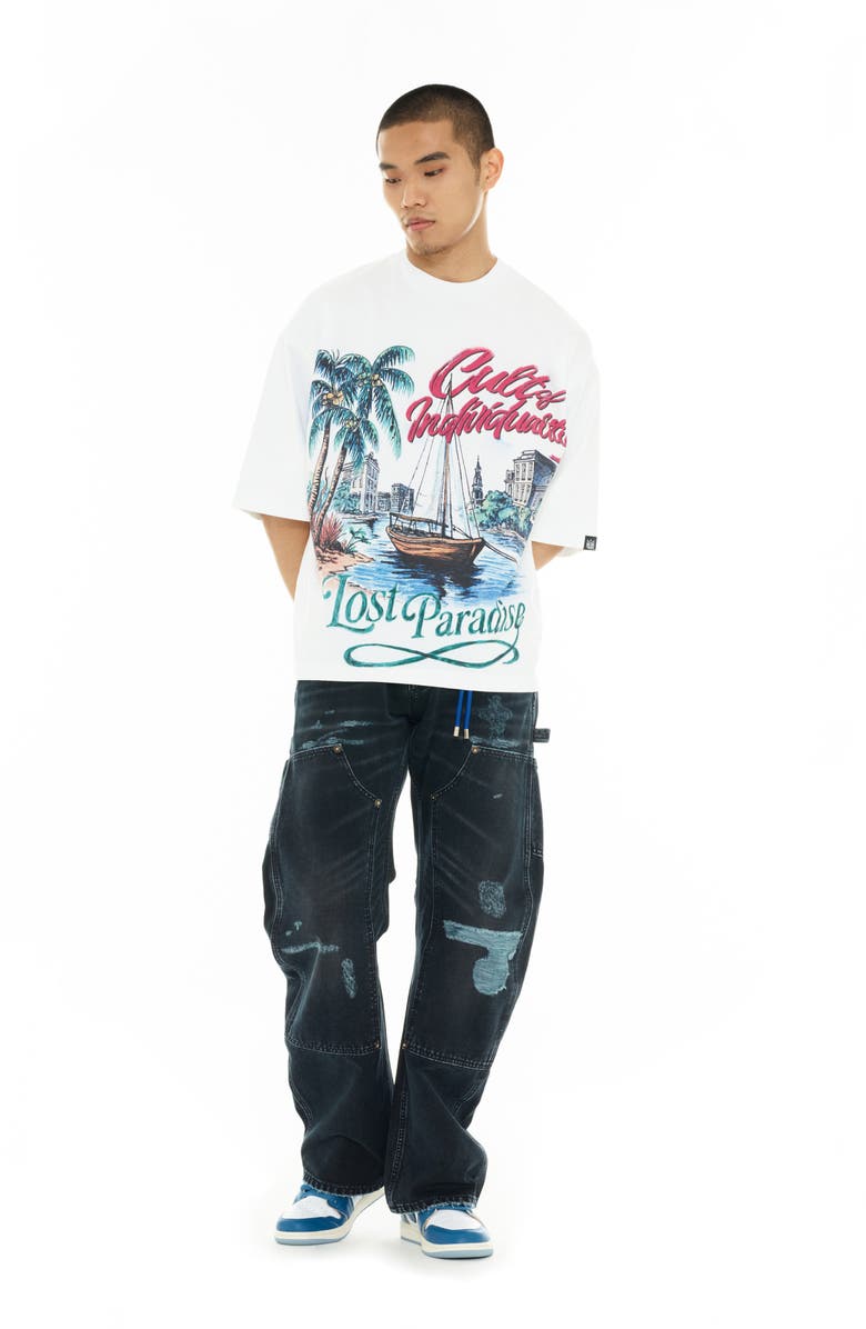 Cult of Individuality Lost Paradise Oversize Graphic T-Shirt, Alternate, color, White