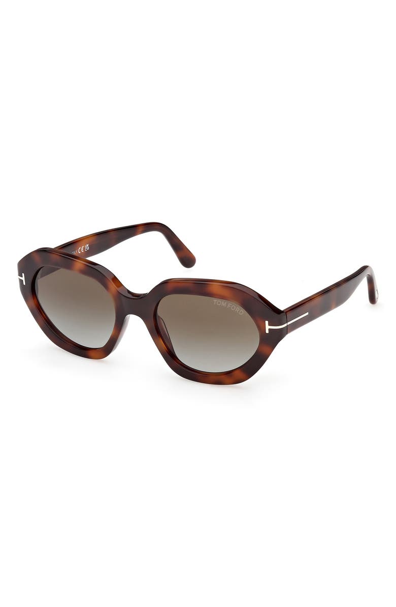 TOM FORD Meryl 53mm Gradient Geometric Sunglasses, Alternate, color, Blonde Havana / Gradient Green