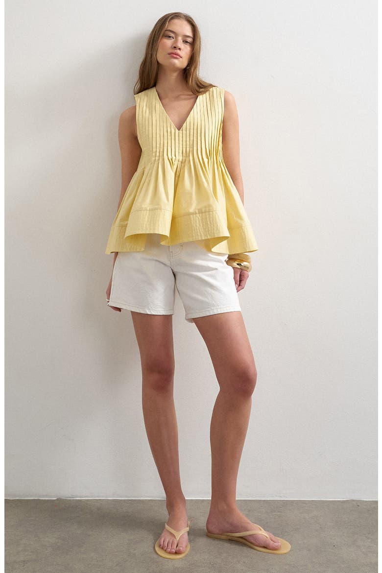 Cotton Pintuck Peplum Top, Alternate, color, LGREEN