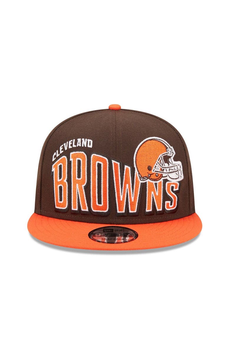 New Era Men's New Era Brown/Orange Cleveland Browns Wordmark Flow 9FIFTY Snapback Hat, Alternate, color, 