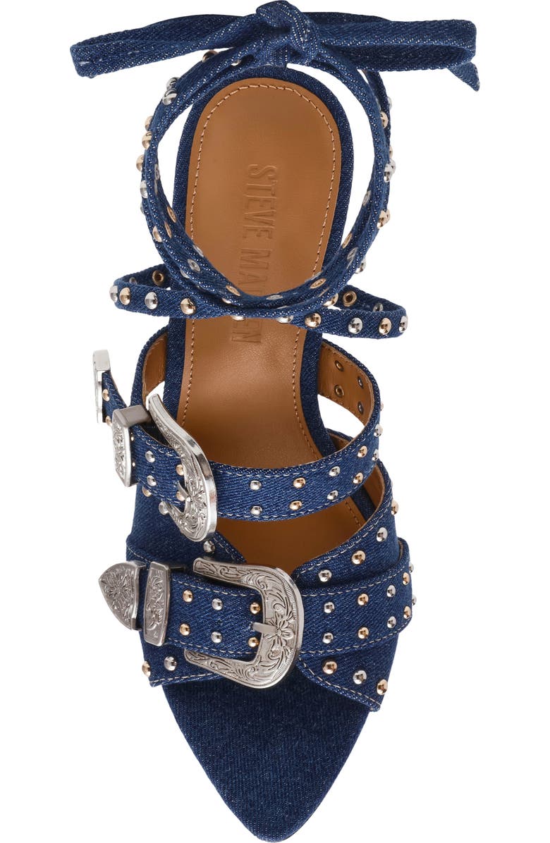 Steve Madden Saddle Embellished Ankle Strap Sandal, Alternate, color, Denim Mult