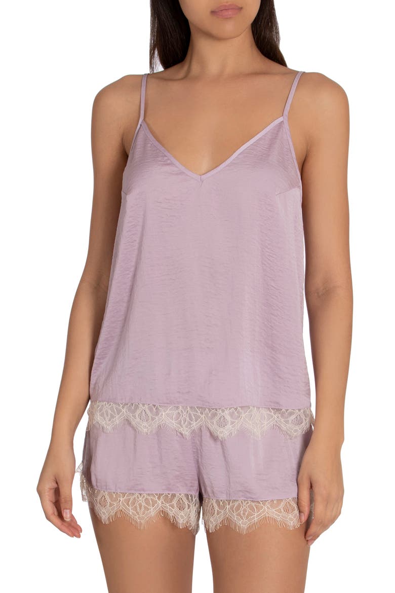 Lydia Hammered Satin Shorts Pajamas, Main, color, LILAC
