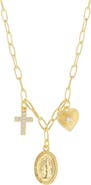 ATHRA LUXE Cubic Zirconia 3-Charm Religious Necklace