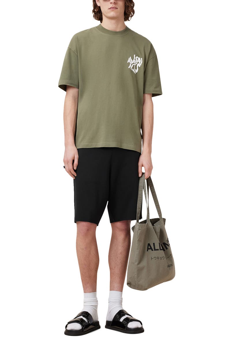 AllSaints Helix Straight Fit Cotton Blend Sweat Shorts, Alternate, color, Jet Black