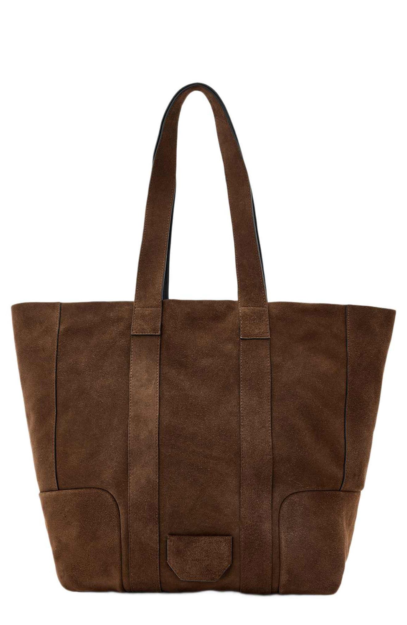 Ares Suede Tote, Main, color, FANGO BROWN