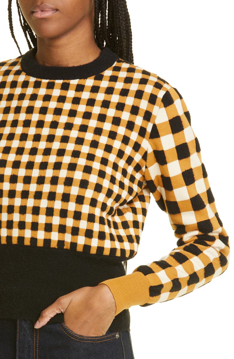 Molly Goddard Ilse Variegated Check Cotton & Wool Blend Sweater, Alternate, color,