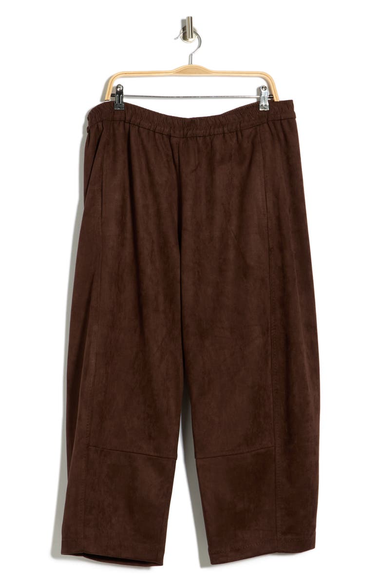 MAX STUDIO Faux Suede Barrel Pants, Alternate, color, Dark Brown