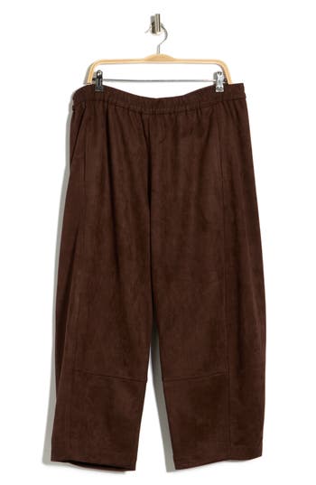 Max Studio Faux Suede Barrel Pants In Brown