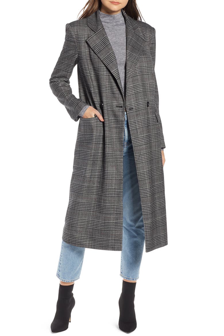 Plaid Topper Coat (Nordstrom Exclusive), Main, color, BLACK PLAID