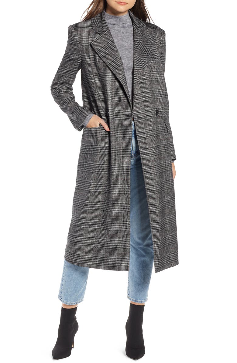 Something Navy Plaid Topper Coat, Main, color, 