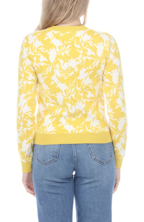 Rain And Rose Floral Crop Cardigan In Yellow