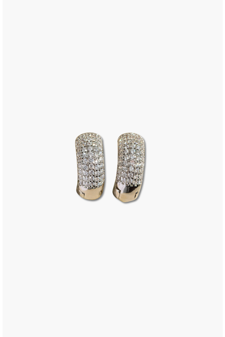 Pavé Dome Huggies, Main, color, Silver