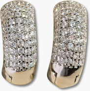 Nickel & Suede Pavé Dome Huggies