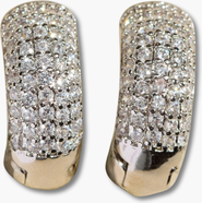 Nickel & Suede Pavé Dome Huggies