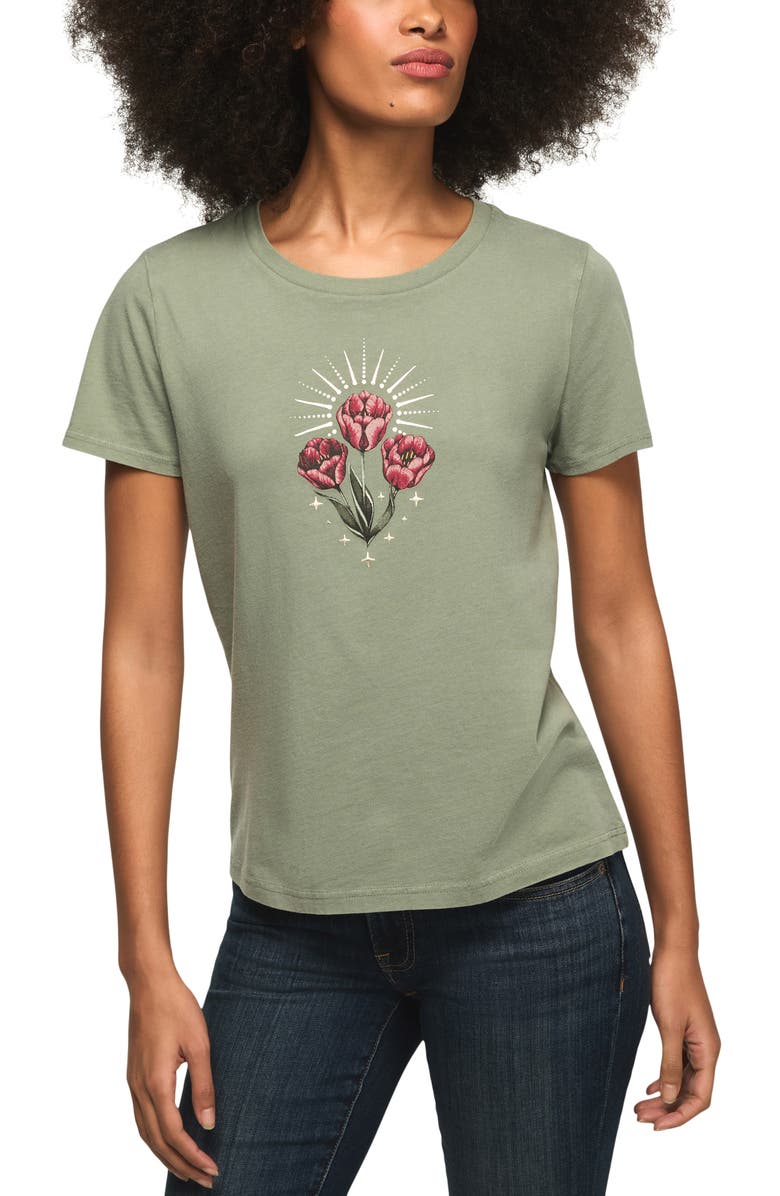 Lucky Brand Flower Bunch Cotton Graphic T-Shirt, Main, color, Chinois Green