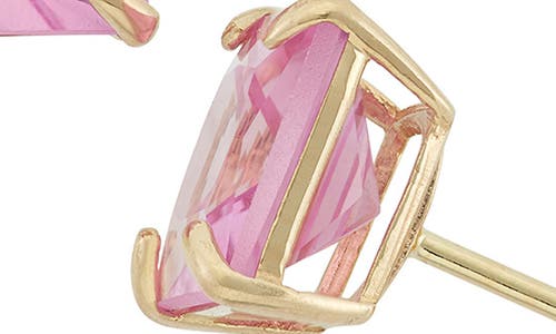 Fuzion Creations Princess Cut Stud Earrings In Pink Sapphire