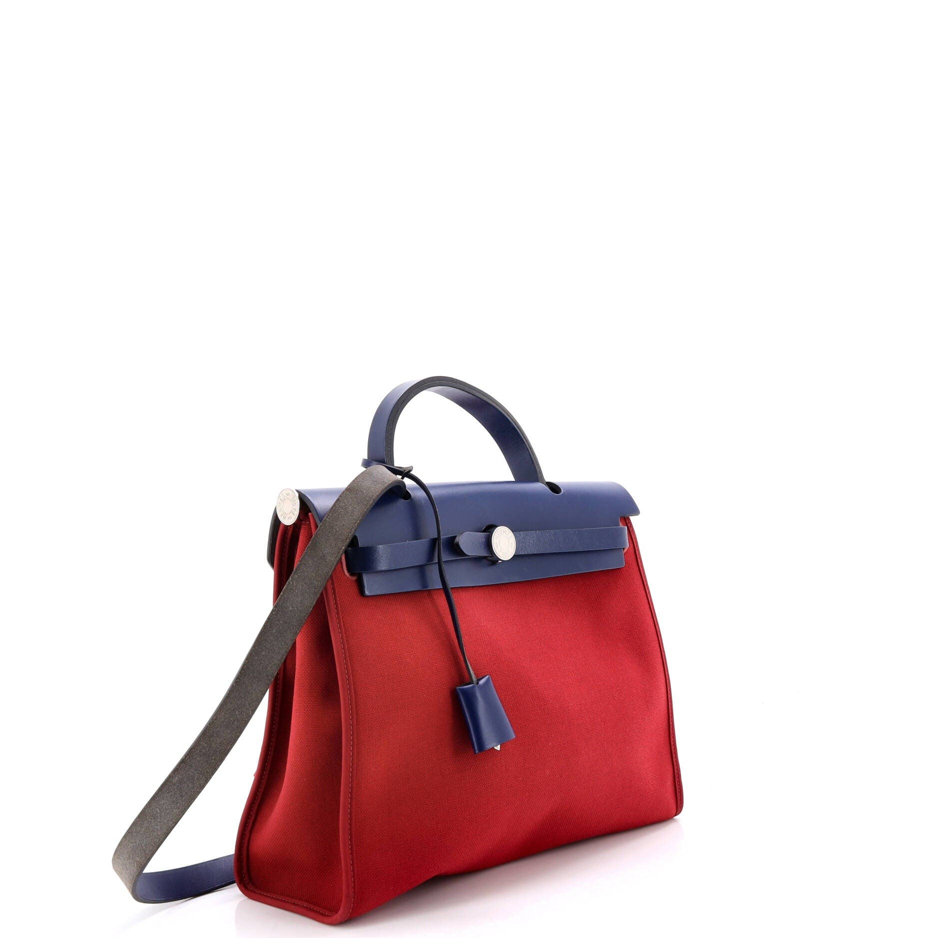 Pre-Owned Hermes Herbag Zip Leather and Toile 31, Alternate, color, Rouge Grenat