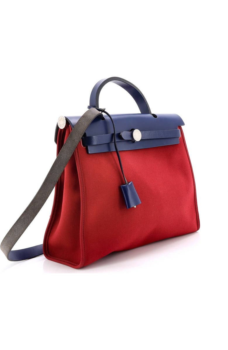 Pre-Owned Hermes Herbag Zip Leather and Toile 31, Alternate, color, Rouge Grenat