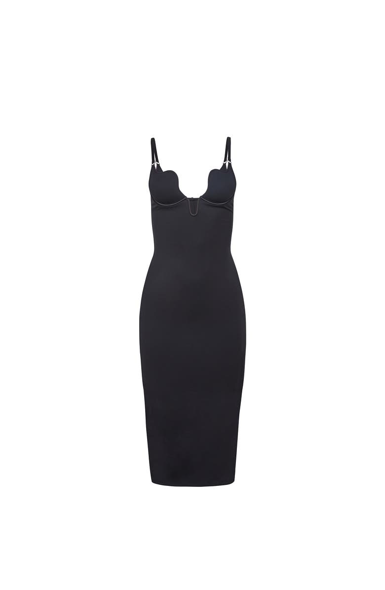 Fleur Du Mal Seduce U-Plunge Midi Dress, Alternate, color, Black
