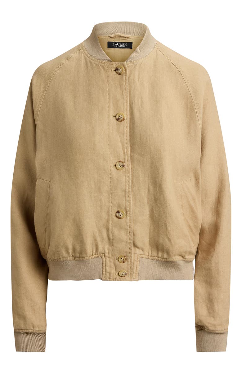 Lauren Ralph Lauren Linen Flight Jacket, Alternate, color, Birch Beige