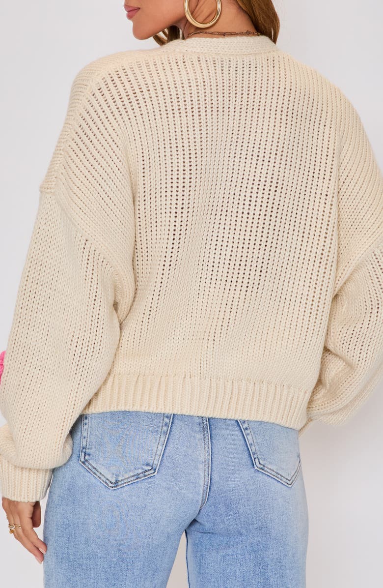 VICI Collection Garden Stroll 3D Floral Cardigan, Alternate, color, Cream/ Pink