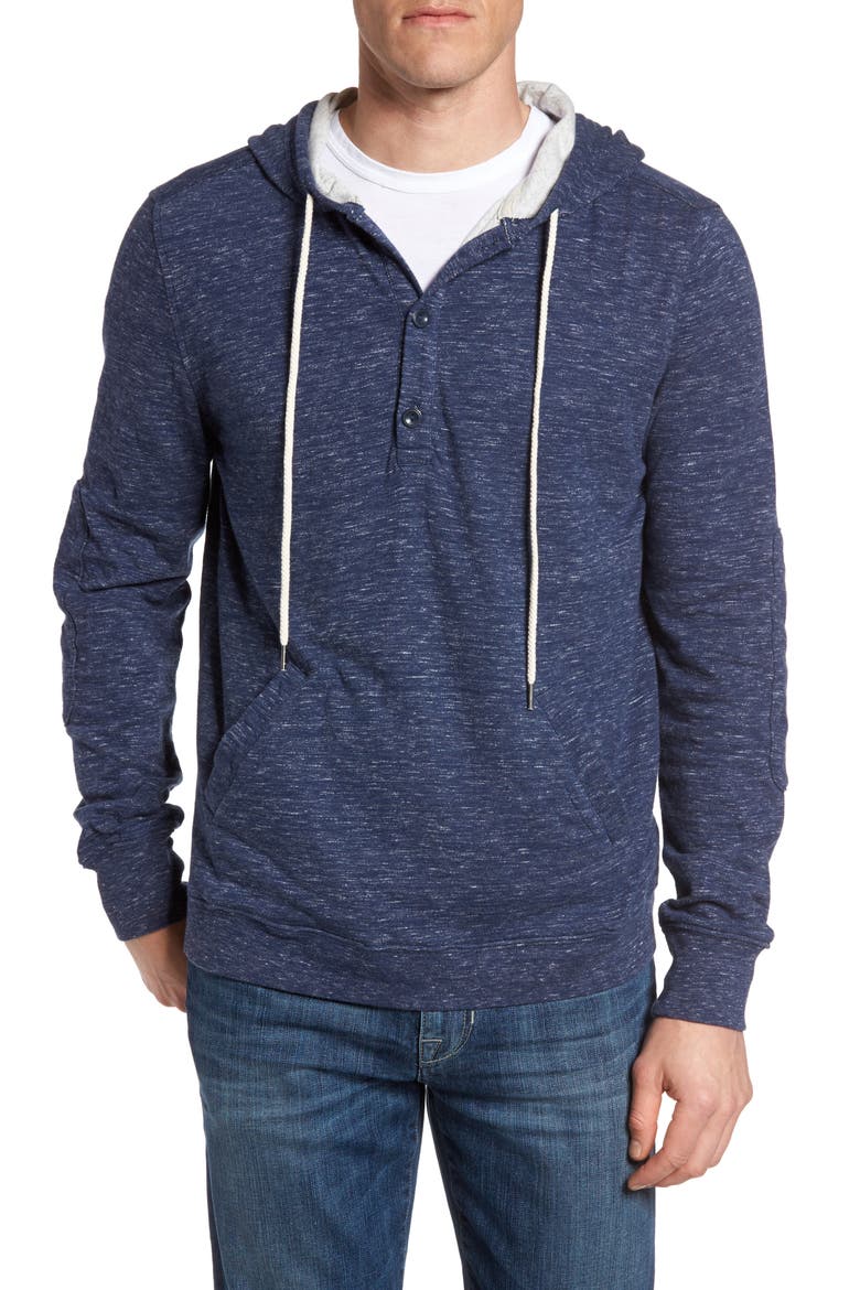Blake Double Cloth Henley Hoodie, Main, color, NAVY HEATHER