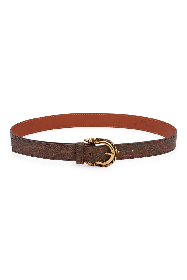 Paisley Textile Skinny Belt, Main, color, RED