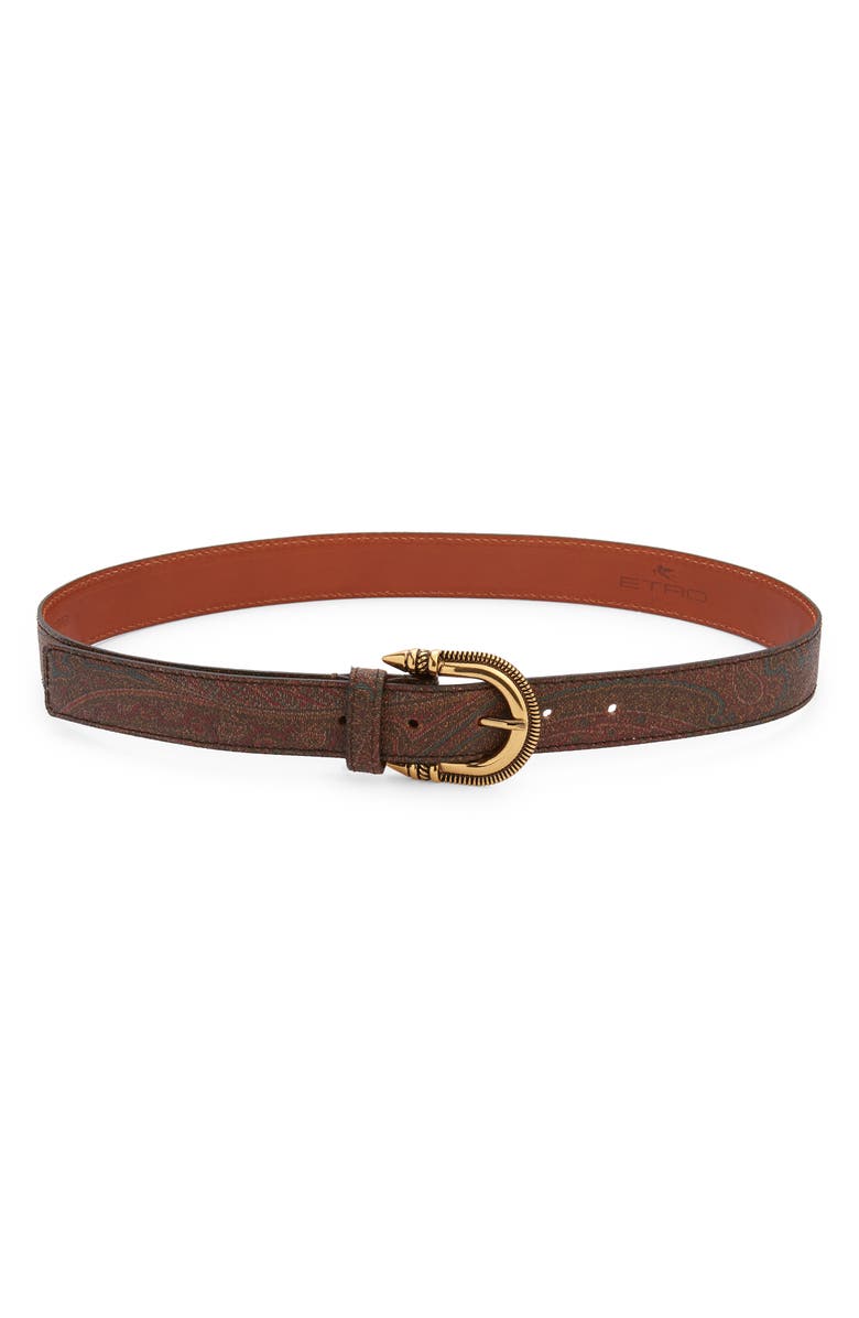 Etro Paisley Textile Skinny Belt, Main, color,