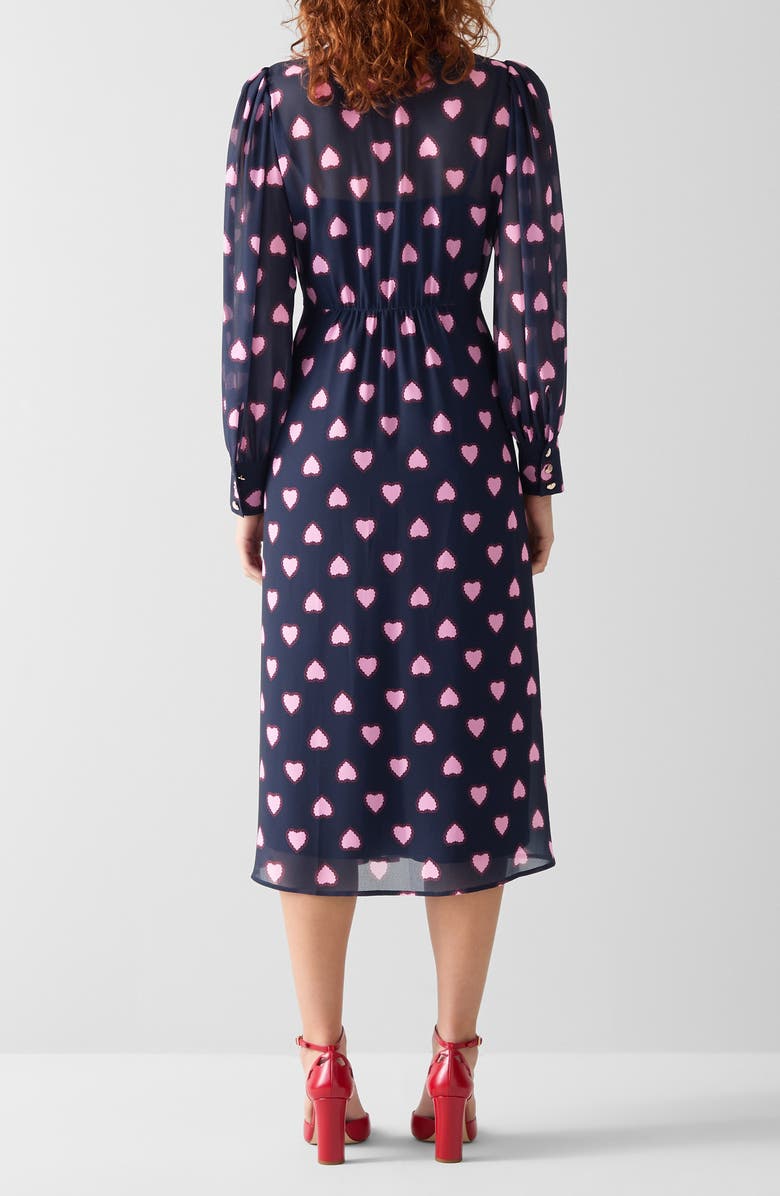 LK Bennett Cody Long Sleeve Chiffon Shirtdress, Alternate, color, Navy Multi