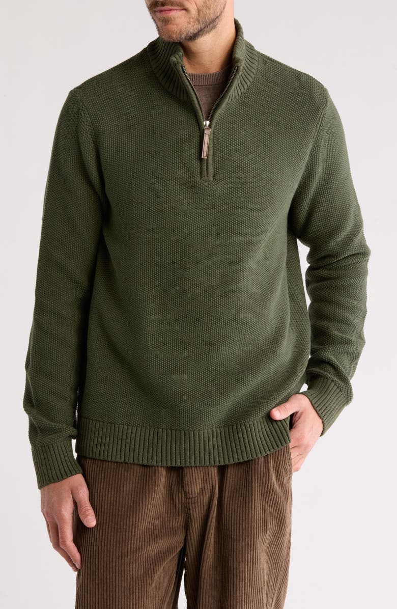 Lucky Brand Cotton Quarter Zip Sweater, Main, color, Duffel Bag